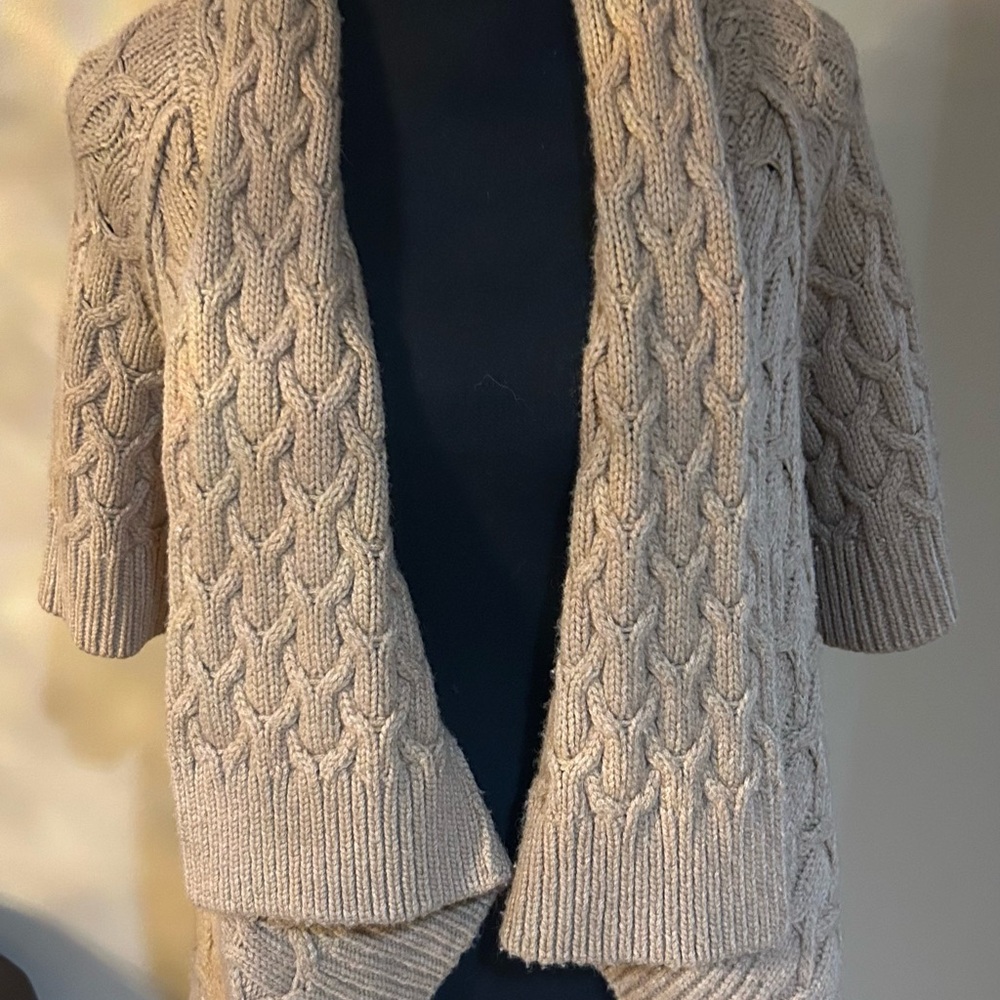 Calypso St. Barth Cream Cable-Knit Open Cardigan